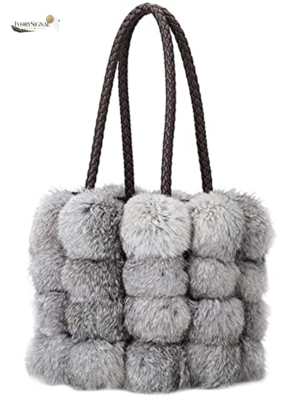 Faux Fur Plush Bucket Handbag Drawstring Crossbody Shoulder Tote
